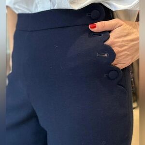 WYSE Sandrine Scallop Edge Wool Trouser Coastal Quiet Luxury - Navy Size 0